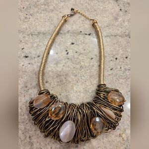 Elegant Gold and Black Wire Necklace